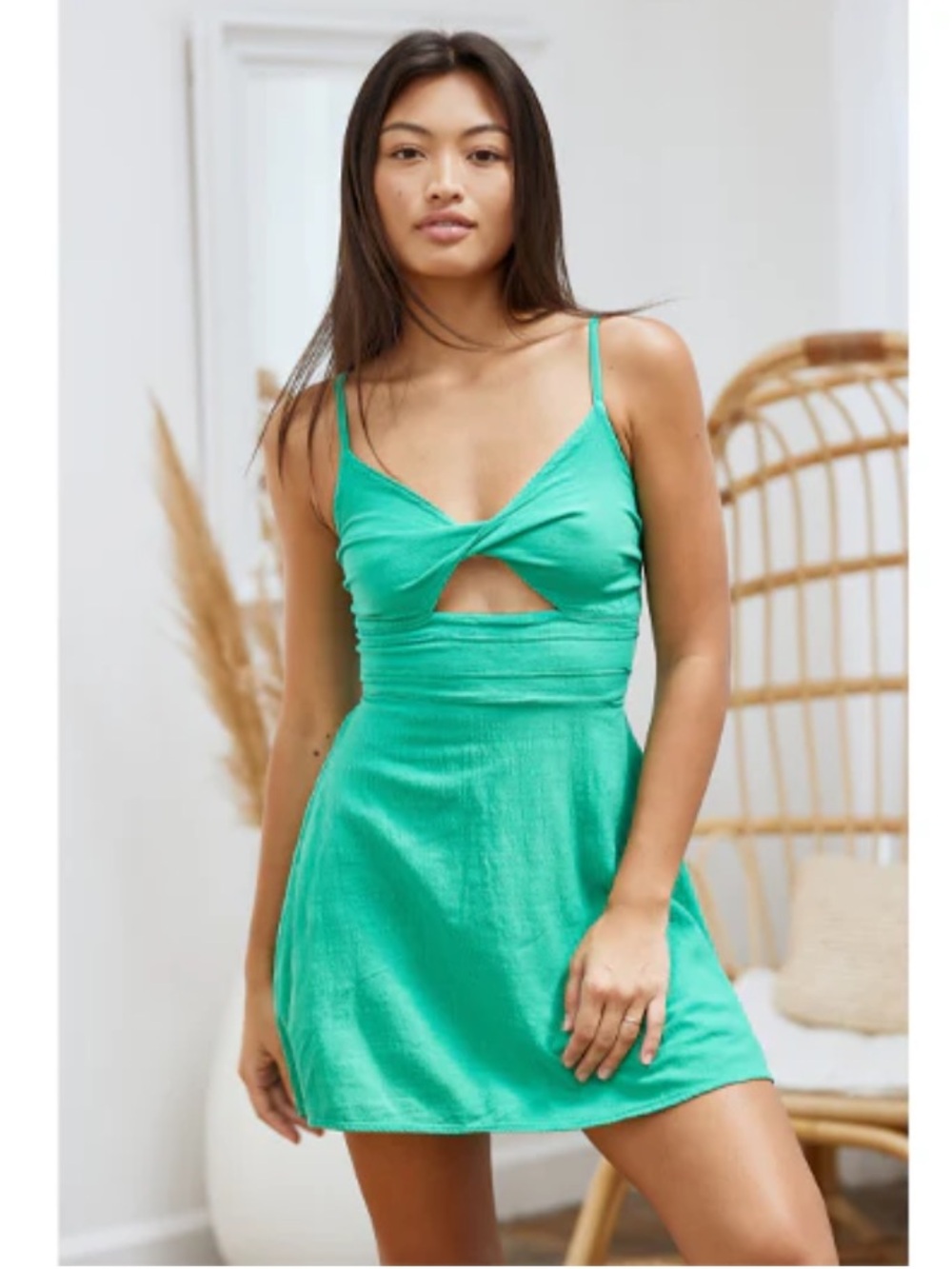 Women’s BLANCO by NATURE Green Twist Front Mini Dress size Small